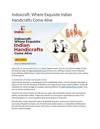 Where Exquisite Indian Handicrafts Come Alive