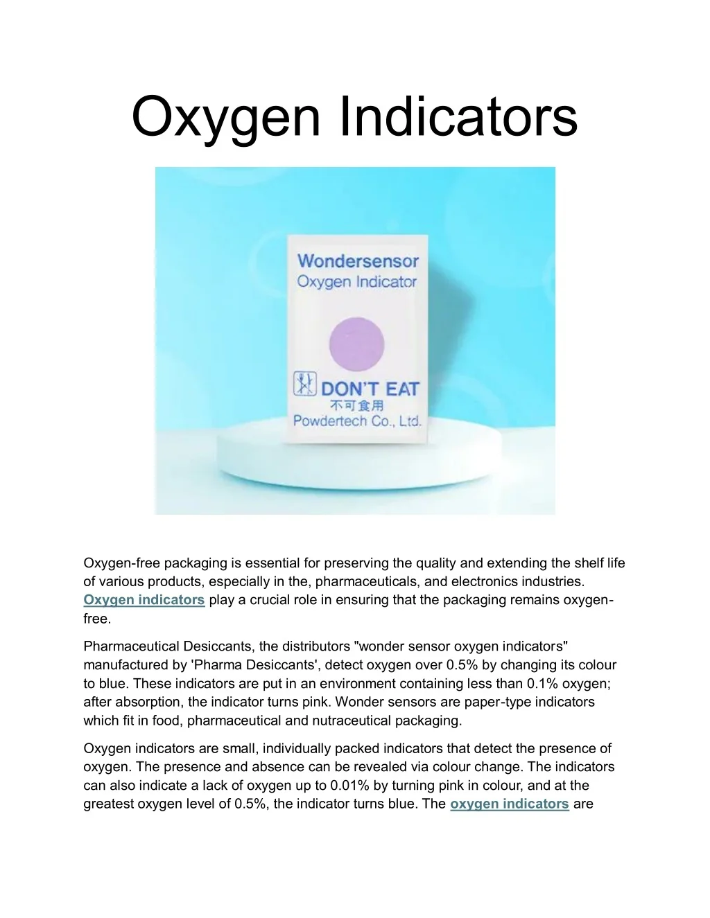 O2 Indicator Color Packet PPT - Ensure Oxygen-Free Packaging with Oxygen Indicators PowerPoint ...