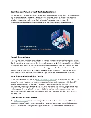 openteq industryactivation your netsuite
