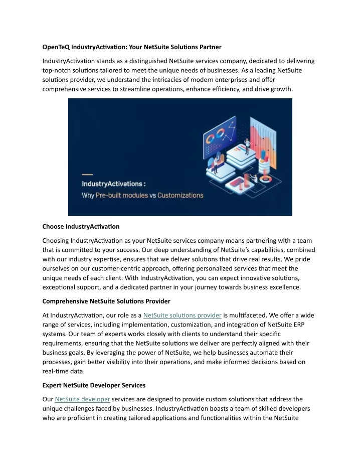 openteq industryactivation your netsuite