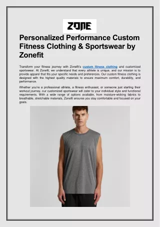 Personalized Performance Custom Fitness Clothing & Sportswear by Zonefit