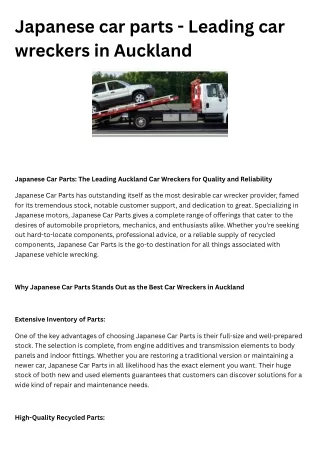 Japanese car parts - Leading car wreckers in Auckland