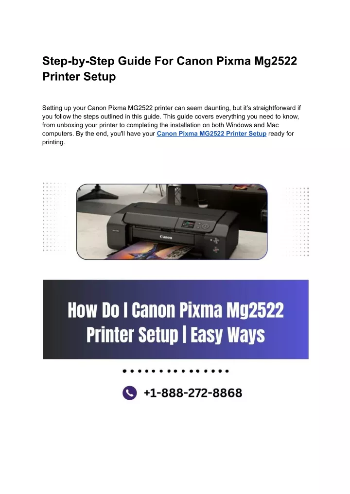 step by step guide for canon pixma mg2522 printer