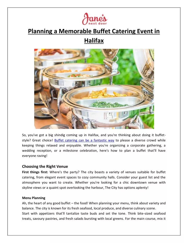 planning a memorable buffet catering event