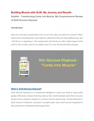 building muscle with slin my journey and results
