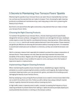 5 Secrets to Maintaining Your Terrazzo Floors' Sparkle