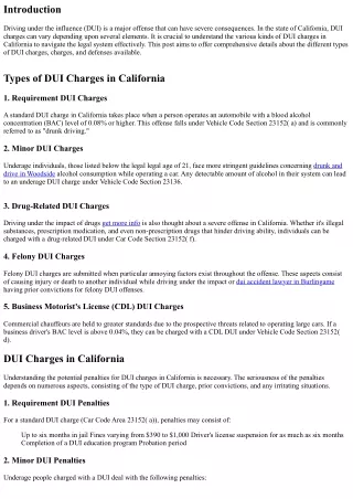 Comprehending the Different Kinds Of DUI Charges in California