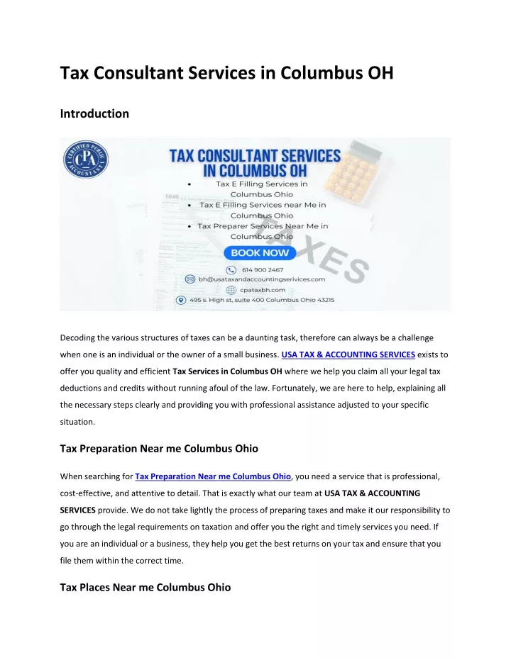 tax consultant services in columbus oh