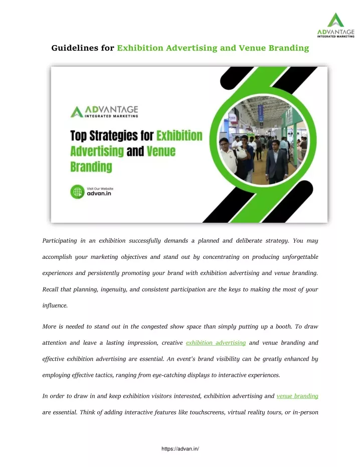 guidelines for exhibition advertising and venue