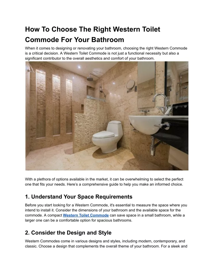 how to choose the right western toilet commode