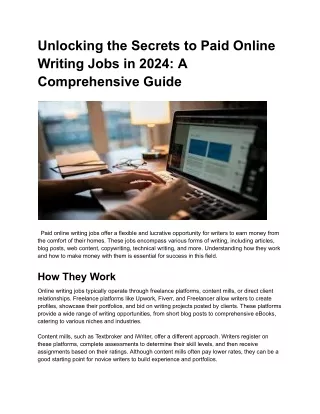 Unlocking the Secrets to Paid Online Writing Jobs in 2024: A Comprehensive Guide