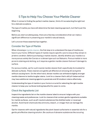 5 Tips to Help You Choose Your Marble Cleaner