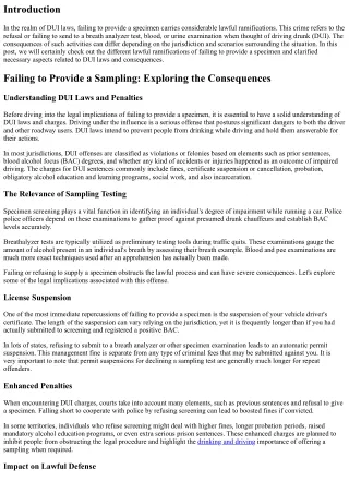 Failing to Provide a Specimen: Legal Ramifications