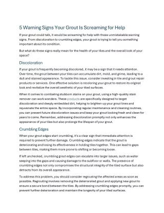 5 Warning Signs Your Grout Is Screaming for Help