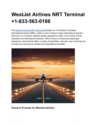 WestJet Airlines NRT Terminal