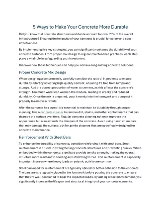 5 Ways to Make Your Concrete More Durable
