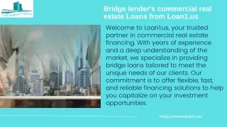 Commercial Bridge Lenders Real Estate Loans With Loan Workout Group