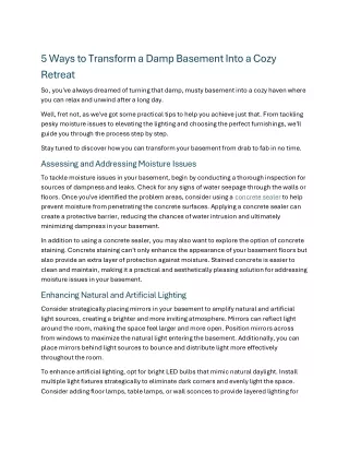 5 Ways to Transform a Damp Basement Into a Cozy Retreat