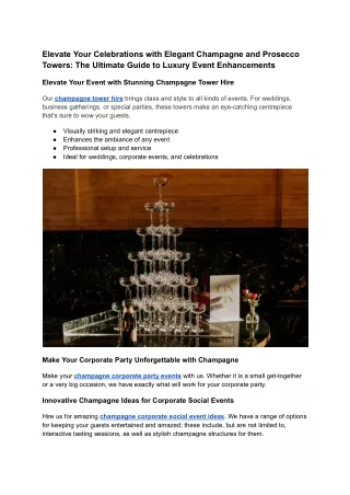 Elevate Your Celebrations with Elegant Champagne and Prosecco Towers