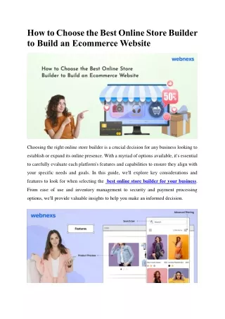 How to Choose the Best Online Store Builder to Build an Ecommerce Website