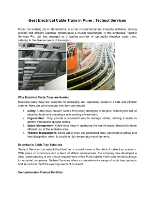 Best Electrical Cable Trays in Pune _ Techsol Services