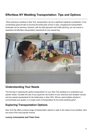 Effortless NY Wedding Transportation Tips and Options