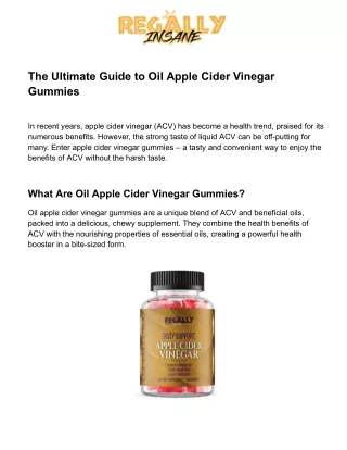 The Ultimate Guide to Oil Apple Cider Vinegar Gummies