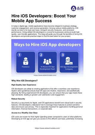 hire ios developers boost your mobile app success