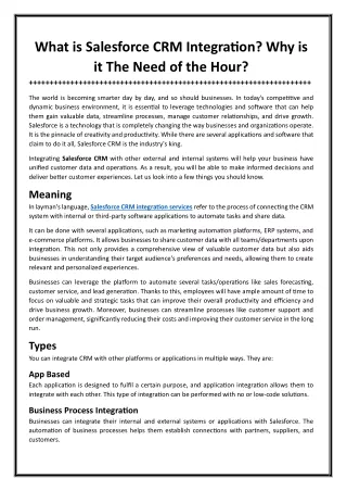 What is Salesforce CRM Integration? Why is it The Need of the Hour?