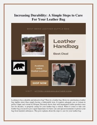 Simple Steps to Care For Your Leather Bag