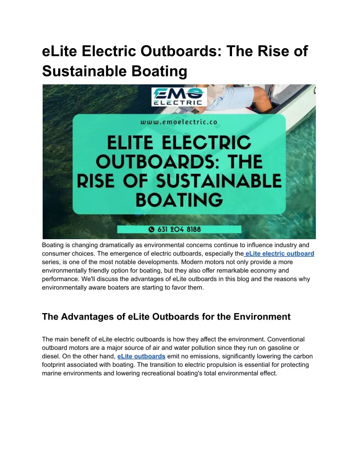 elite electric outboards the rise of sustainable