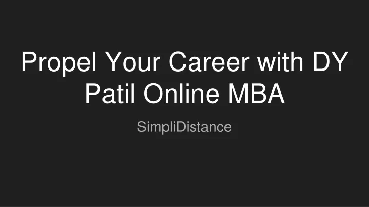 propel your career with dy patil online mba