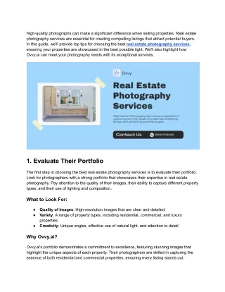 Top Tips for Choosing the Best Real Estate Photography Services