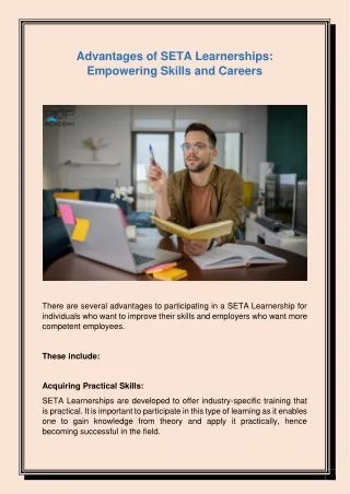 Advantages of SETA Learnerships: Empowering Skills and Careers
