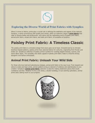Exploring the Diverse World of Print Fabrics with Symplico