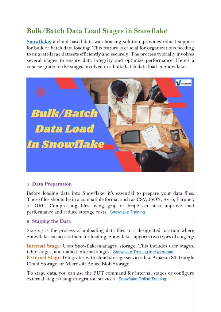 bulk batch data load stages in snowflake