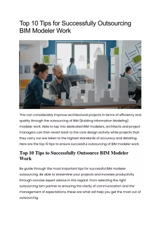 Top 10 Tips for Successfully Outsourcing BIM Modeler Work