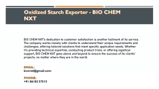 Oxidized Starch Exporter - BIO CHEM NXT