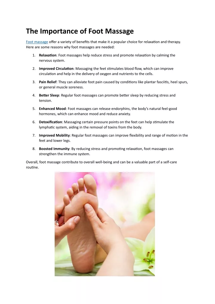 the importance of foot massage