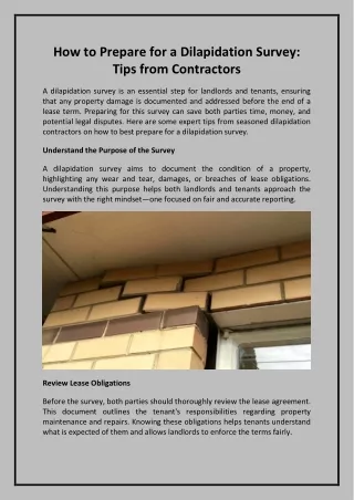 How to Prepare for a Dilapidation Survey: Tips from Contractors