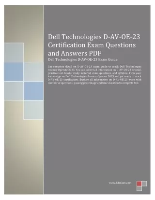 Dell Technologies D-AV-OE-23 Certification Exam Questions and Answers PDF