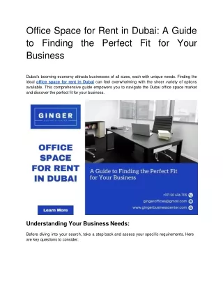 Office Space for Rent in Dubai_ A Guide to Finding the Perfect Fit for Your Business