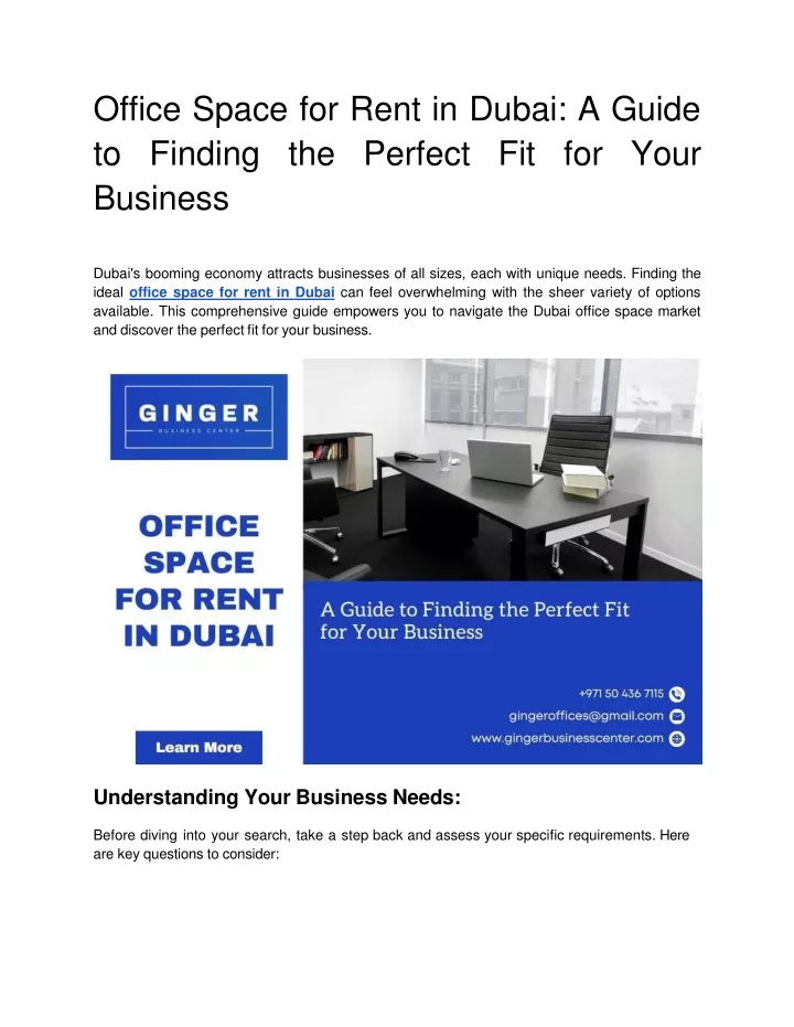 office space for rent in dubai a guide to finding the perfect fit for your business