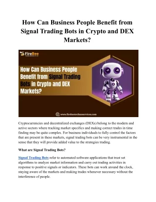 How Can Business People Benefit from Signal Trading Bots in Crypto and DEX Markets