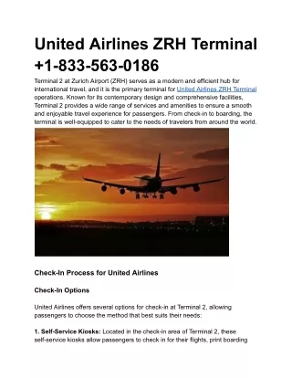 United Airlines ZRH Terminal