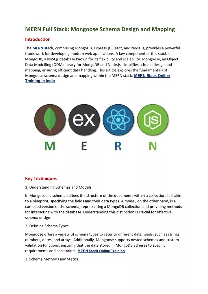 mern full stack mongoose schema design and mapping