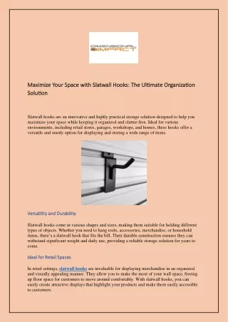 Maximize Your Space with Slatwall Hooks: The Ultimate Organization Solution