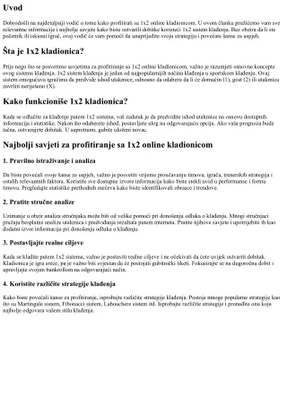 Kako profitirati sa 1x2 online kladionicom - najbolji savjeti