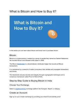 What is Bitcoin and How to Buy It?