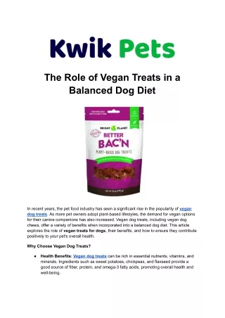 Buy Vegan Treats for Dogs - Made with Natural Ingredients – Kwik Pets